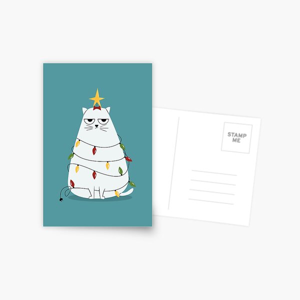 Grumpy Christmas Cat Postcard