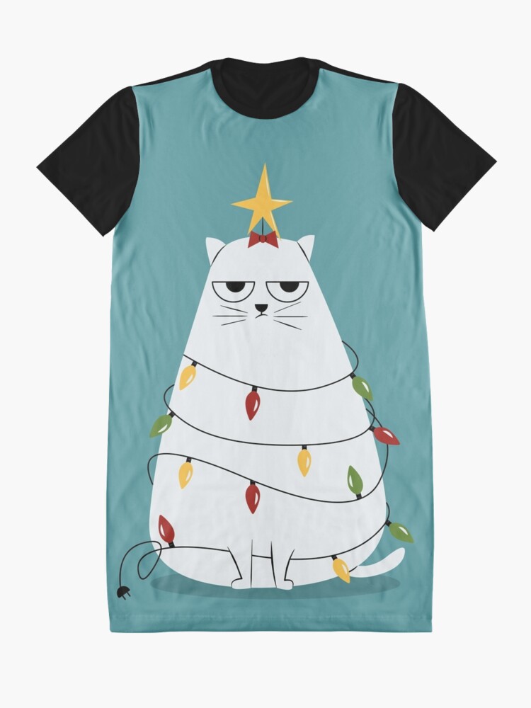 Alternate view of Grumpy Christmas Cat Graphic T-Shirt Dress