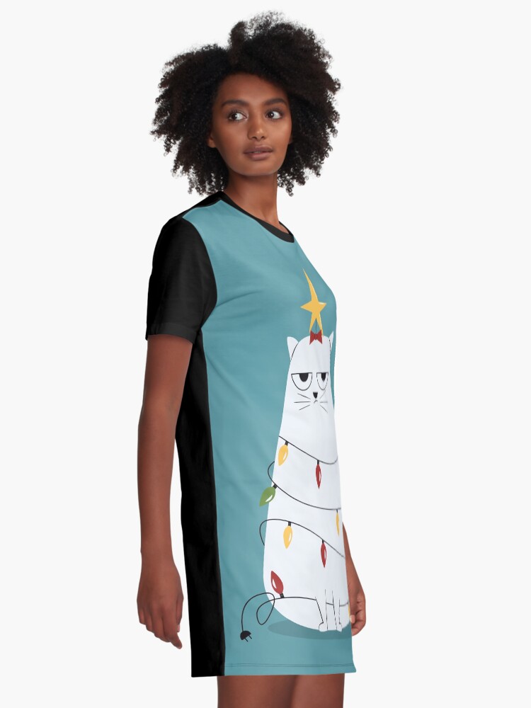 Alternate view of Grumpy Christmas Cat Graphic T-Shirt Dress
