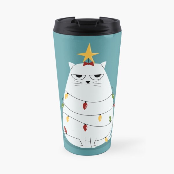 Grumpy Christmas Cat Travel Mug