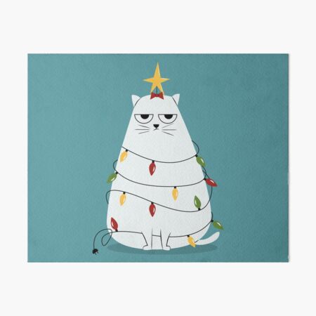 Grumpy Christmas Cat Art Board Print