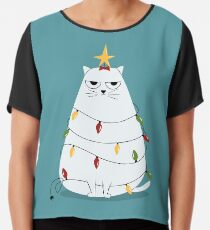 Grumpy Christmas Cat Chiffon Top