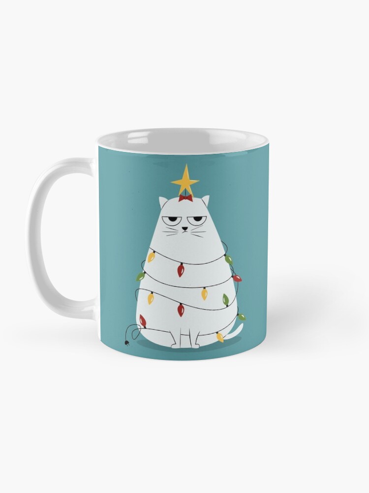 Thumbnail 3 of 6, Coffee Mug, Grumpy Christmas Cat designed and sold by cartoonbeing.