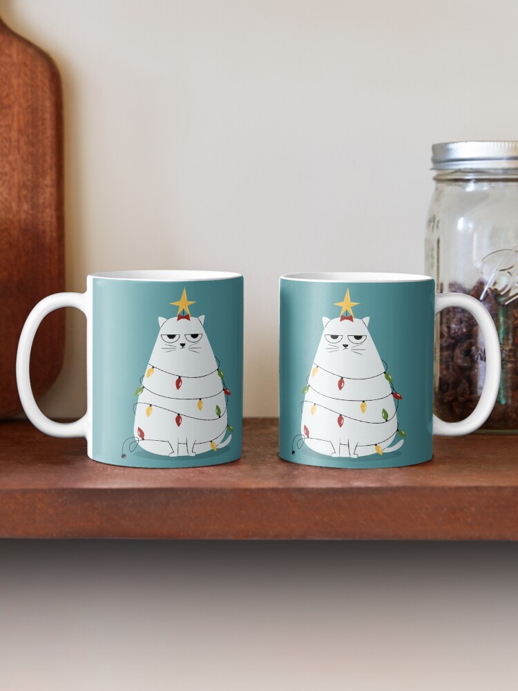 Thumbnail 2 of 6, Coffee Mug, Grumpy Christmas Cat designed and sold by cartoonbeing.