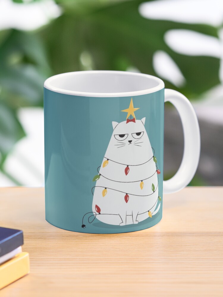 Thumbnail 1 of 6, Coffee Mug, Grumpy Christmas Cat designed and sold by cartoonbeing.