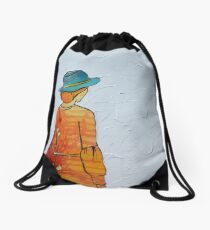 Blue Hat Drawstring Bag