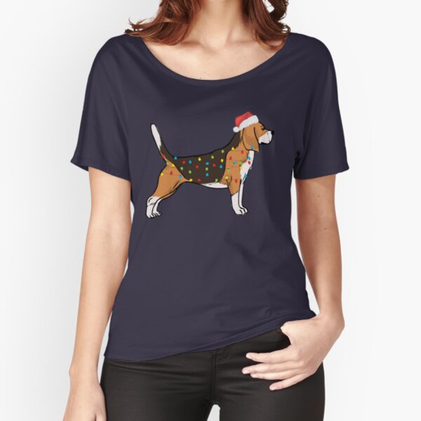 Beagle Christmas Lights Xmas Gift Relaxed Fit T-Shirt