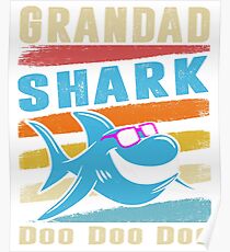 Retro Vintage Grandad Shark TShirt Gift Daddy Grandpa Dad Poster