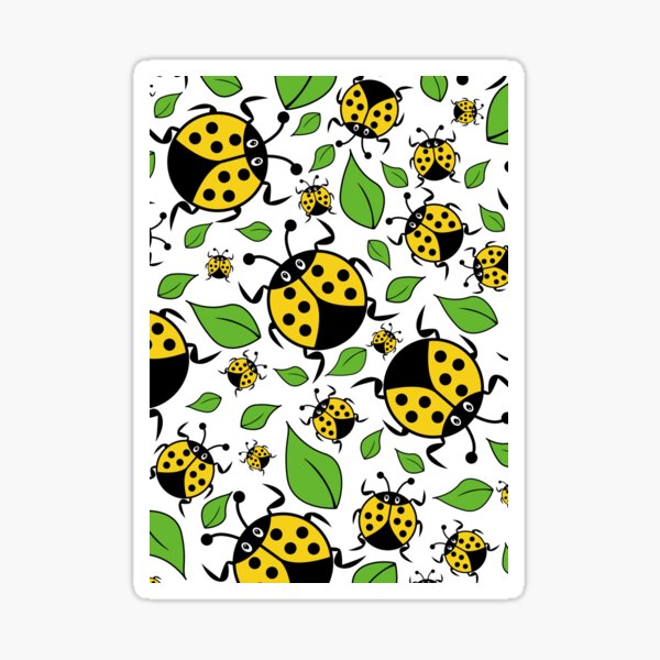 "Cute Cartoon Yellow Ladybird Pattern" Sticker by MurphyCreative