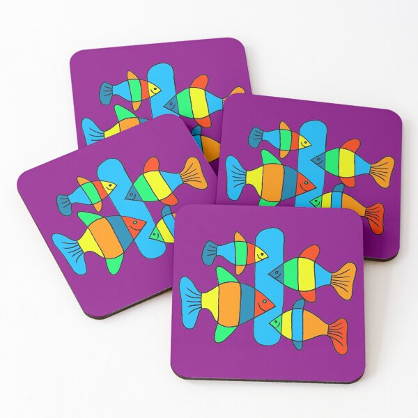 Item preview, 4 Fish - Black lines on purple Board designed and sold by Istvan Ocztos.