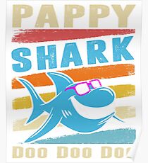 Retro Vintage Pappy Shark TShirt Gift Daddy Grandpa Dad Poster