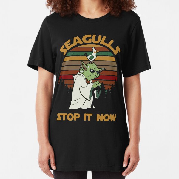 Sunset retro style Seagulls stop it now Slim Fit T-Shirt
