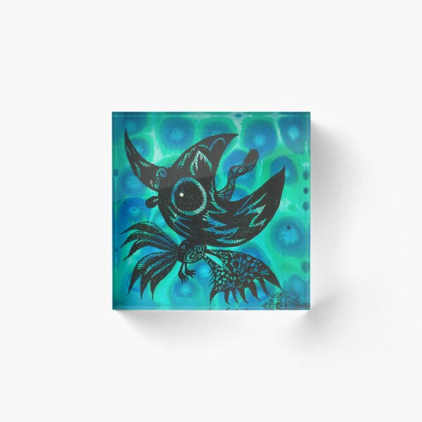 the black crow shout out to the moon Acrylic Block
