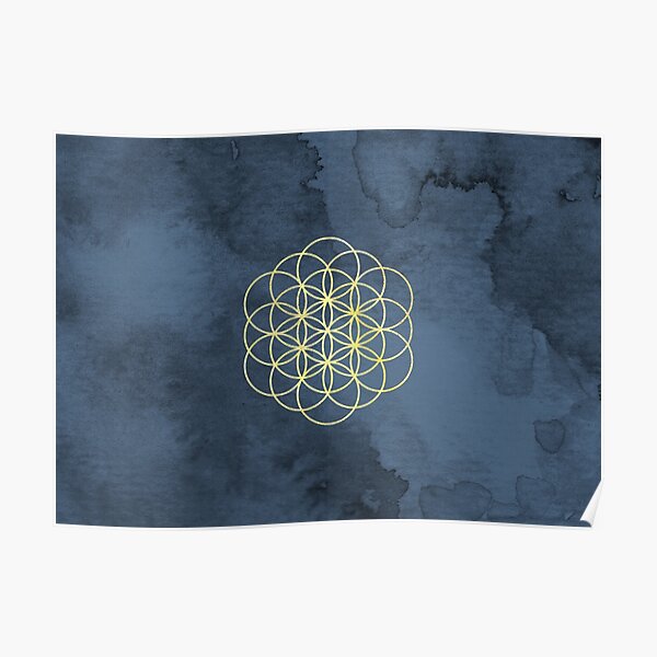 Flower of Life Mandala Watercolor Poster