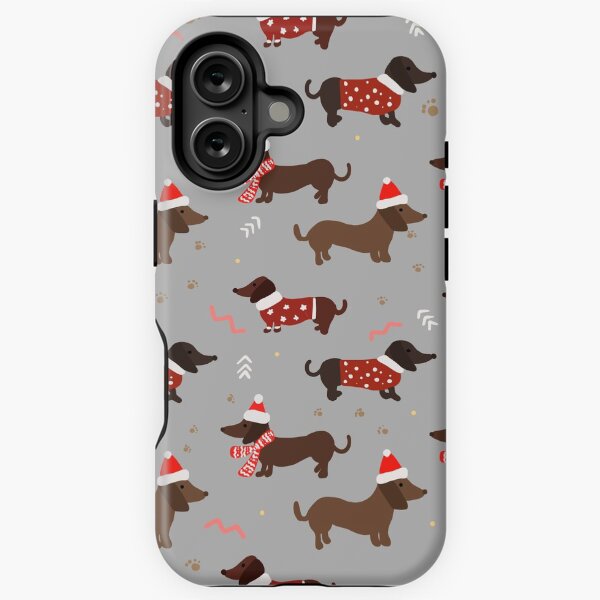 Christmas dachshund puppies iPhone Tough Case