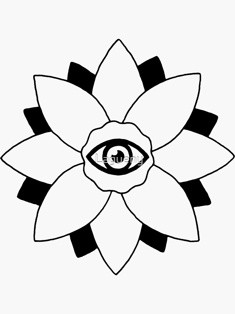 "Black and white lotus flower" Sticker for Sale by Lagueny Redbubble