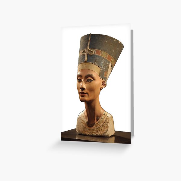 Ancient Egyptian Artifact, young adult, head, people, adult, sculpture, portrait, veil, art, museum, real people, color image, copy space, classical style, clothing, adults only, youth culture Greeting Card