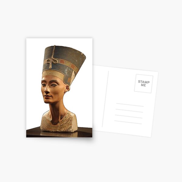 Ancient Egyptian Artifact, young adult, head, people, adult, sculpture, portrait, veil, art, museum, real people, color image, copy space, classical style, clothing, adults only, youth culture Postcard