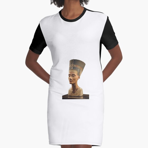 Ancient Egyptian Artifact, young adult, head, people, adult, sculpture, portrait, veil, art, museum, real people, color image, copy space, classical style, clothing, adults only, youth culture Graphic T-Shirt Dress