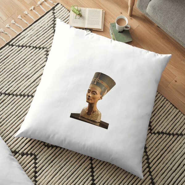Ancient Egyptian Artifact, young adult, head, people, adult, sculpture, portrait, veil, art, museum, real people, color image, copy space, classical style, clothing, adults only, youth culture Floor Pillow