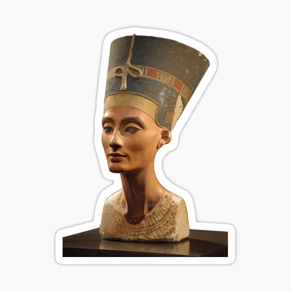 Ancient Egyptian Artifact, young adult, head, people, adult, sculpture, portrait, veil, art, museum, real people, color image, copy space, classical style, clothing, adults only, youth culture Sticker