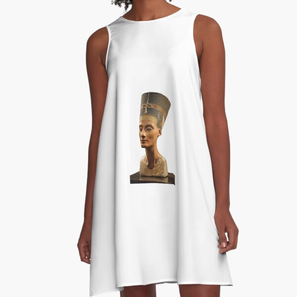 Ancient Egyptian Artifact, young adult, head, people, adult, sculpture, portrait, veil, art, museum, real people, color image, copy space, classical style, clothing, adults only, youth culture A-Line Dress