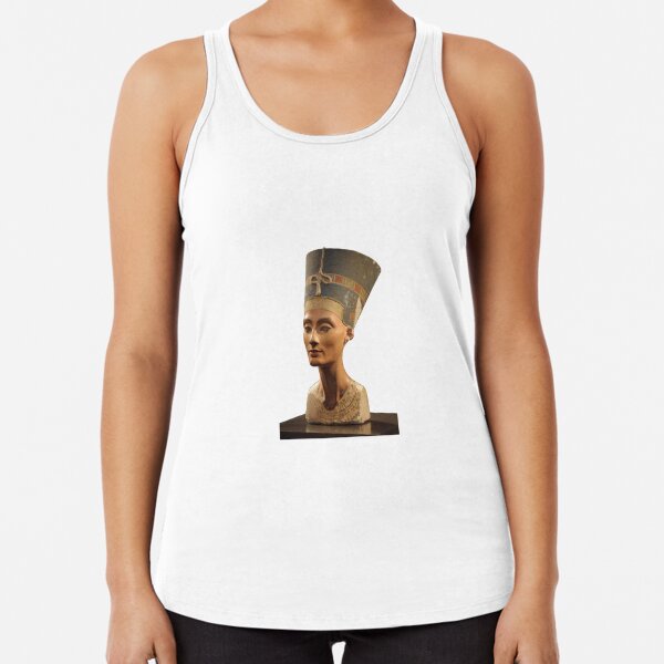 Ancient Egyptian Artifact, young adult, head, people, adult, sculpture, portrait, veil, art, museum, real people, color image, copy space, classical style, clothing, adults only, youth culture Racerback Tank Top