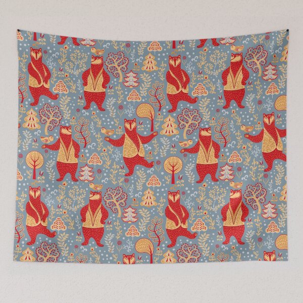 Item preview, Dancing bears with birds in a fairy forest. Folk Art.  designed and sold by Skaska.