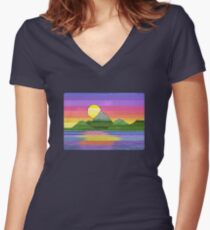Beautiful colourful sunset digital art Women's Fitted V-Neck T-Shirt