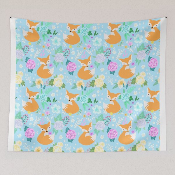 Item preview, Pastel Fox floral pattern  designed and sold by artbybee7.