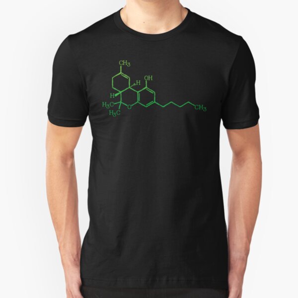 THC Cannabis Marijuana Medicine Chemical Formula Slim Fit T-Shirt