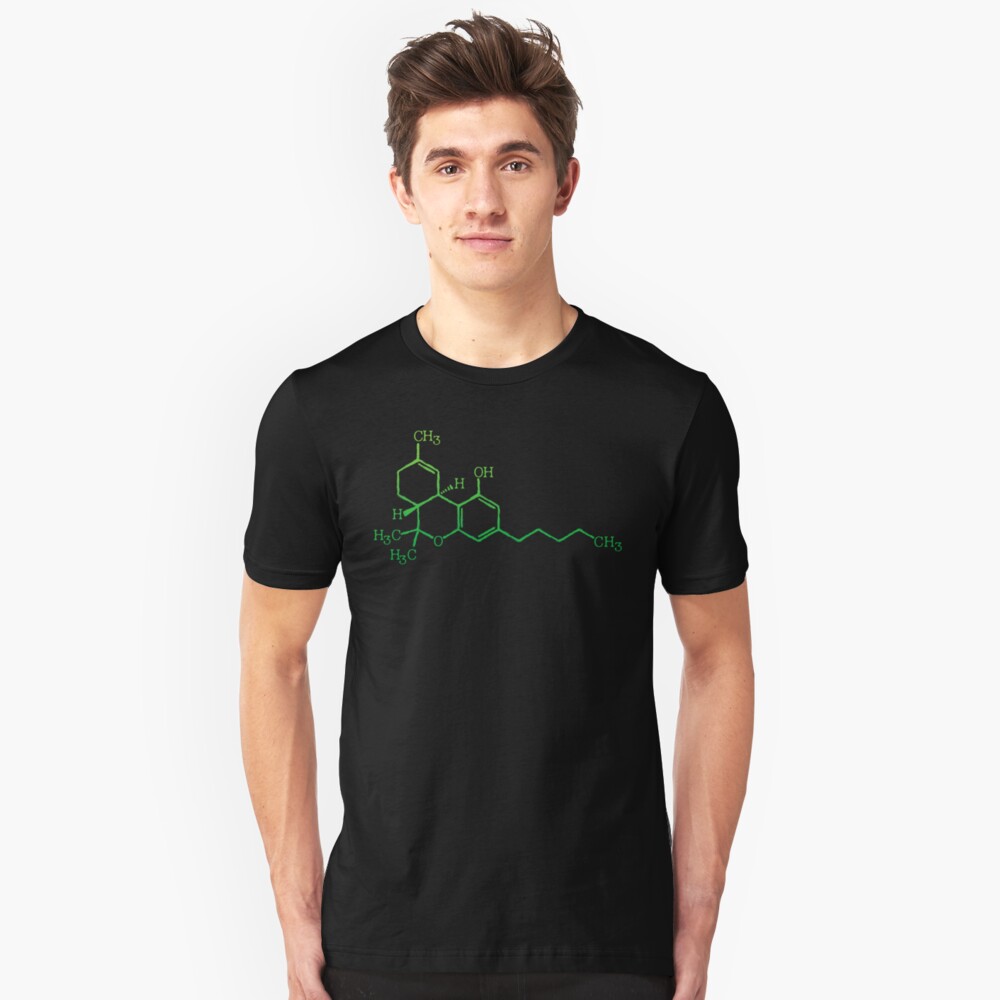 THC Cannabis Marijuana Medicine Chemical Formula Slim Fit T-Shirt