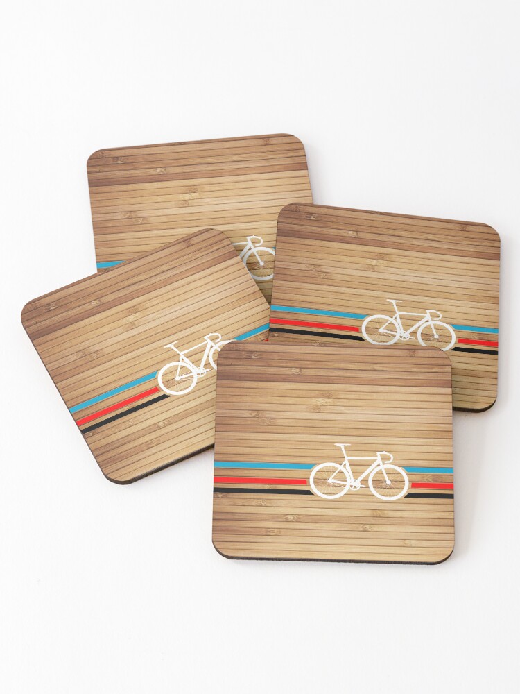 Aperçu 1 sur 5. Dessous de verre (lot de 4) avec l'œuvre Bandes de vélo Vélodrome créée et vendue par sher00.