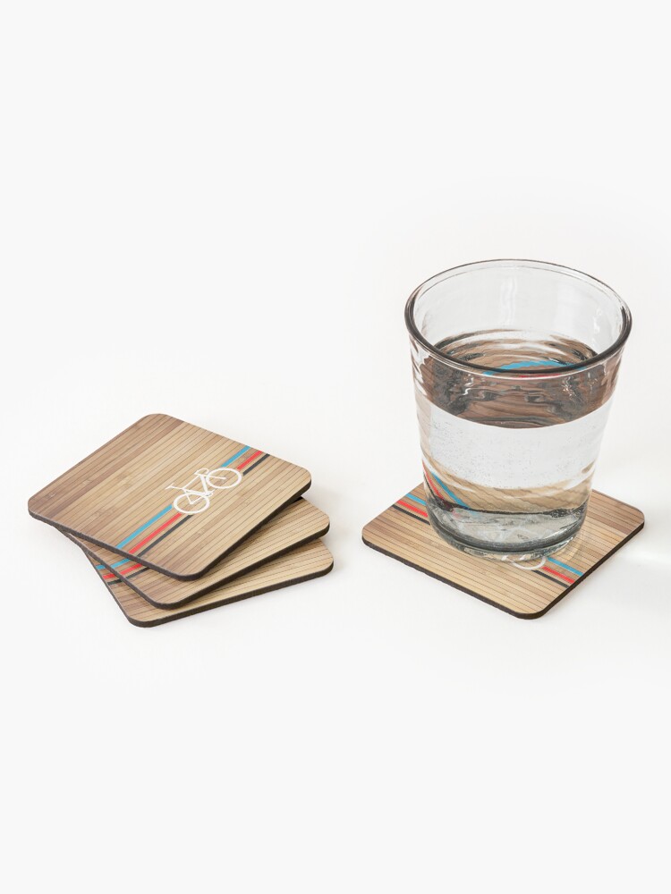 Aperçu 2 sur 5. Dessous de verre (lot de 4) avec l'œuvre Bandes de vélo Vélodrome créée et vendue par sher00.