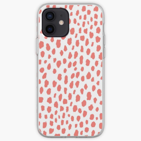 Handmade Polka Dot Paint Brush Pattern (Pantone Living Coral and White) iPhone Soft Case