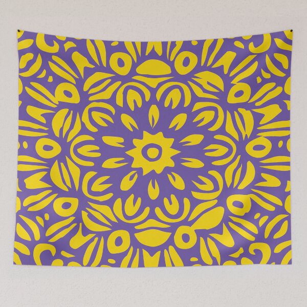 Item preview, Floral Burst, Dark Purple & Yellow Mandala 22 designed and sold by Mia Harper Design.