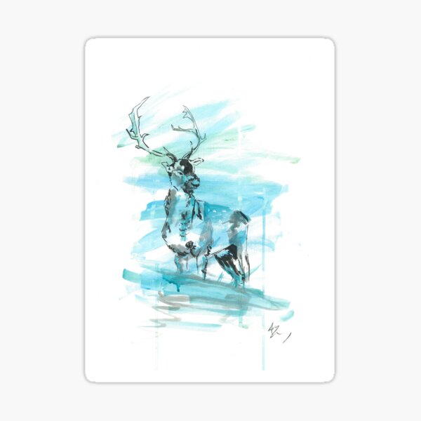 Stag in snow Sticker