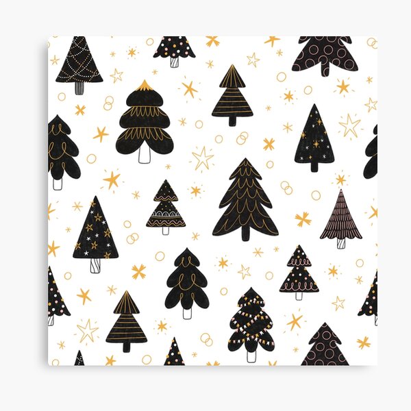 Black and white Christmas tree matte Wrapping Paper