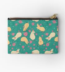 Floral Rat Retro Pink and Teal Zipper Pouch
