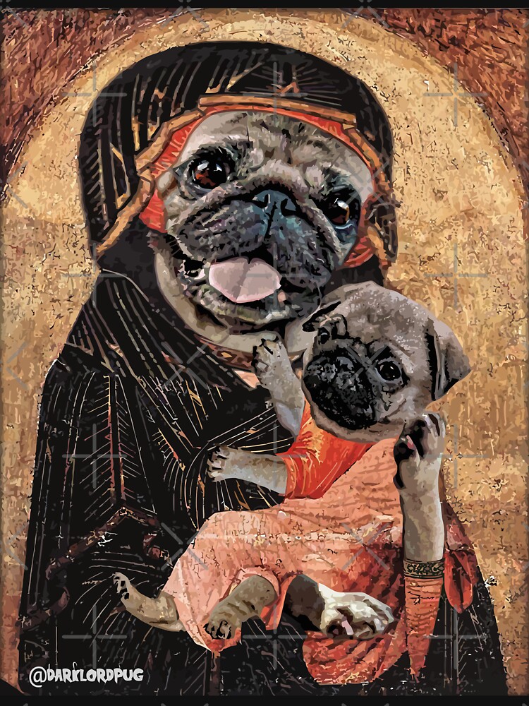 Pugdonna and Puppy by darklordpug