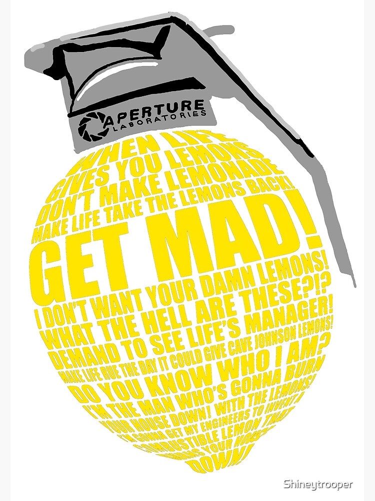 portal 2 cave johnson combustible lemon quote greeting card by shineytrooper redbubble redbubble