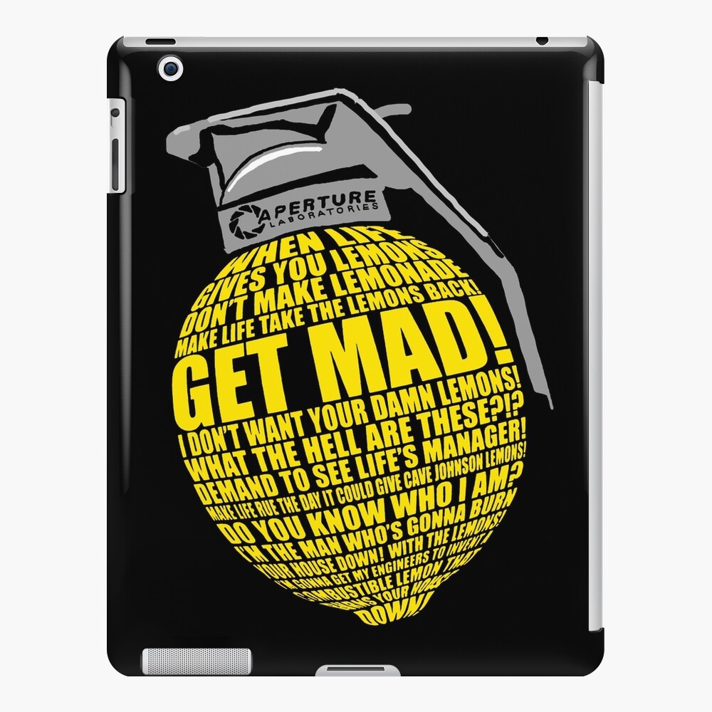 Portal 2 Cave Johnson Combustible lemon quote iPad Case & Skin