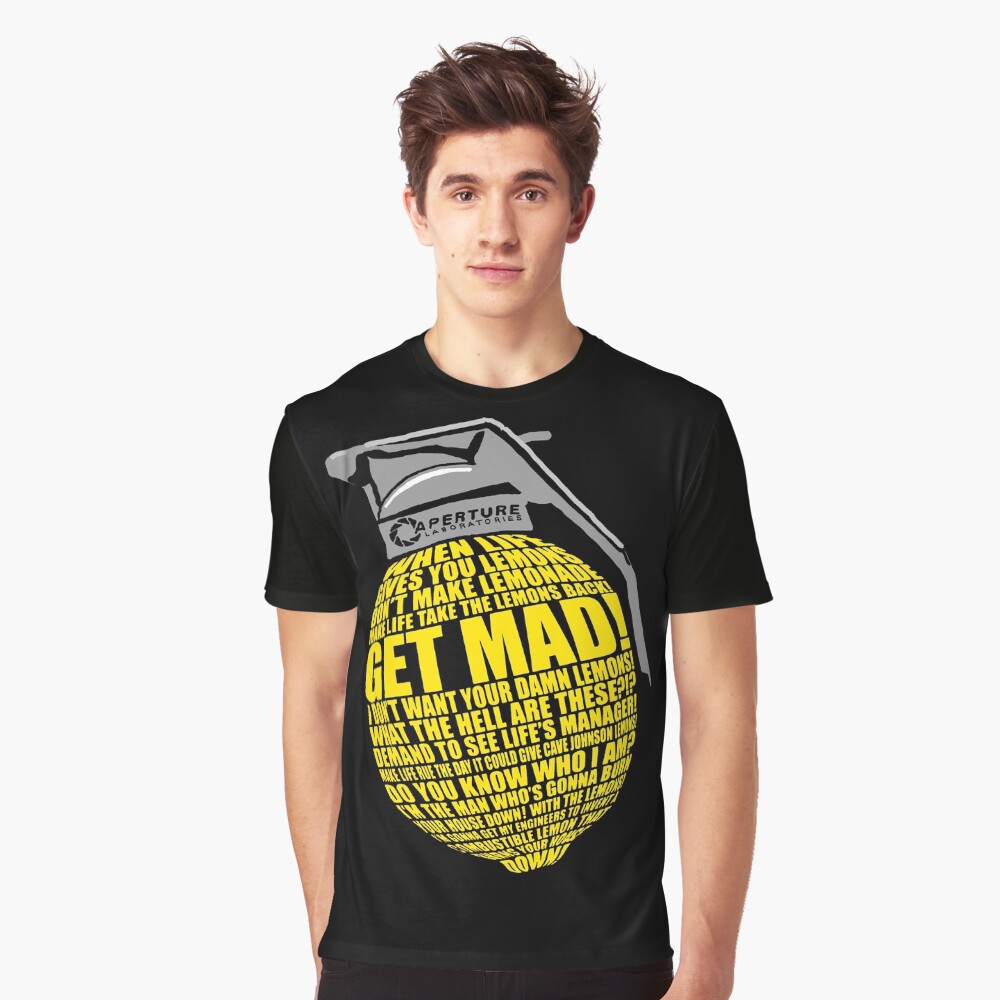 "Portal 2 Cave Johnson Combustible lemon quote" T-shirt by ...