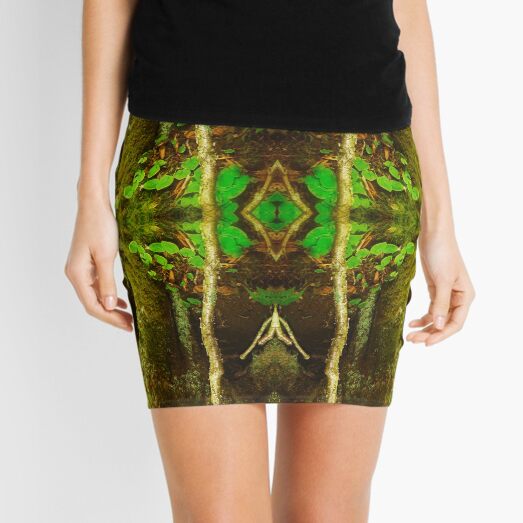 Dark Green Divine Enchanted Zen Forest Mini Skirt