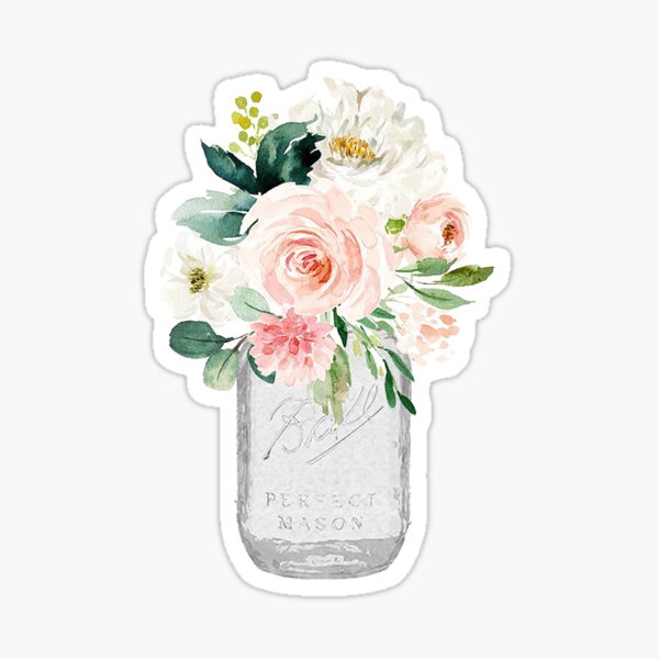 Aperçu de l'œuvre Pot Mason fleuri créée et vendue par Emily Owen Designs.