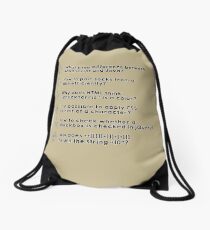 stack overflow funny questions Drawstring Bag