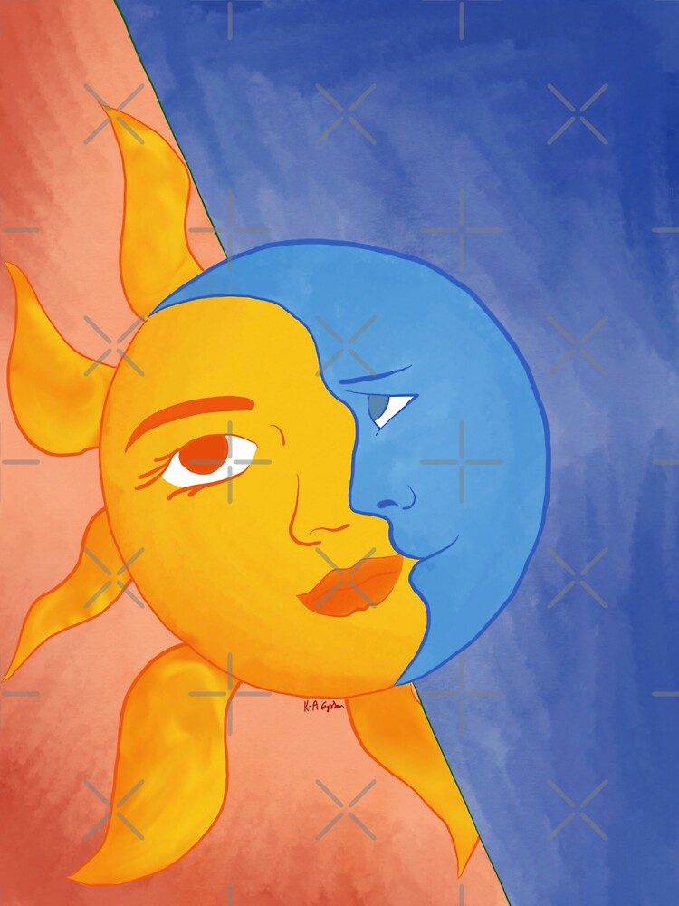 Thumbnail 3 of 3, Sticker, Sun and moon designed and sold by K-AEyston.