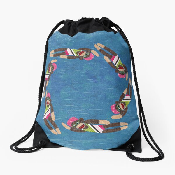Sock Monkey Water Ballet Drawstring Bag