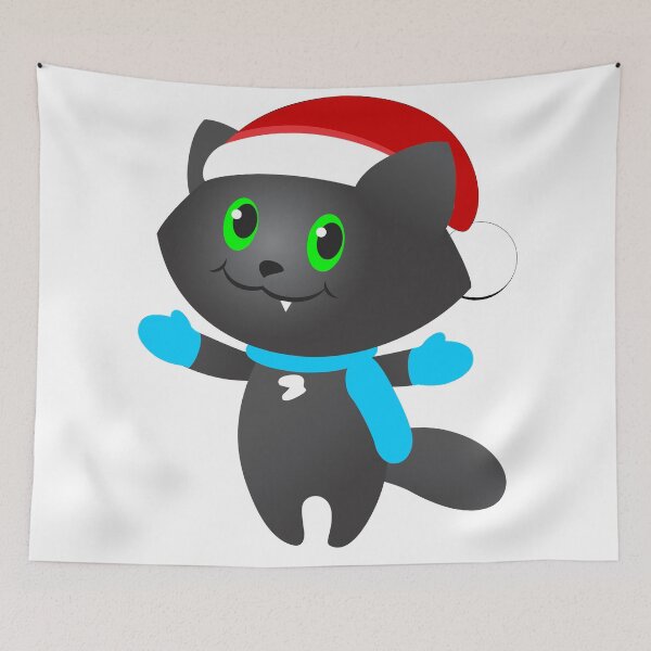 Aperçu de l'œuvre Chat de Noël sans flocons de neige créée et vendue par Kitsulie.