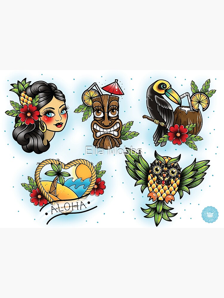 Cute old school / traditional Flash tattoo sheet by Kata Puupponen. |  Kawaii tattoo, Traditional tattoo, Girly tattoos